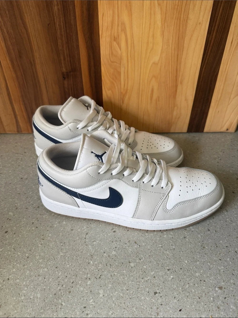 Nike Air Jordan 1 Low Midnight Navy Neutral Grey - Mens 10